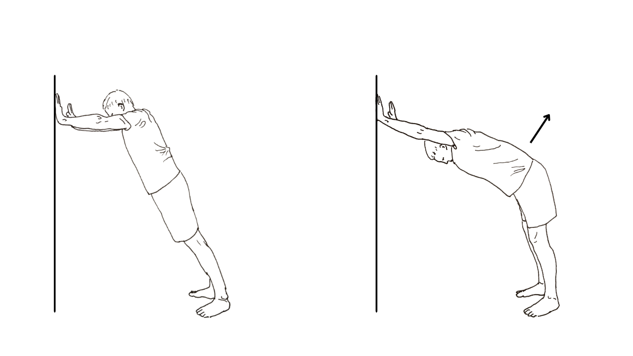 Wall lean downward dog Level 2 of 30 in shoulder progression for beginners