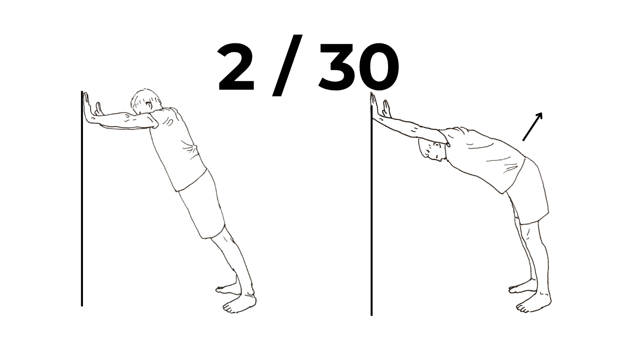 Wall lean downward dog Level 2 of 30 in shoulder progression for beginners