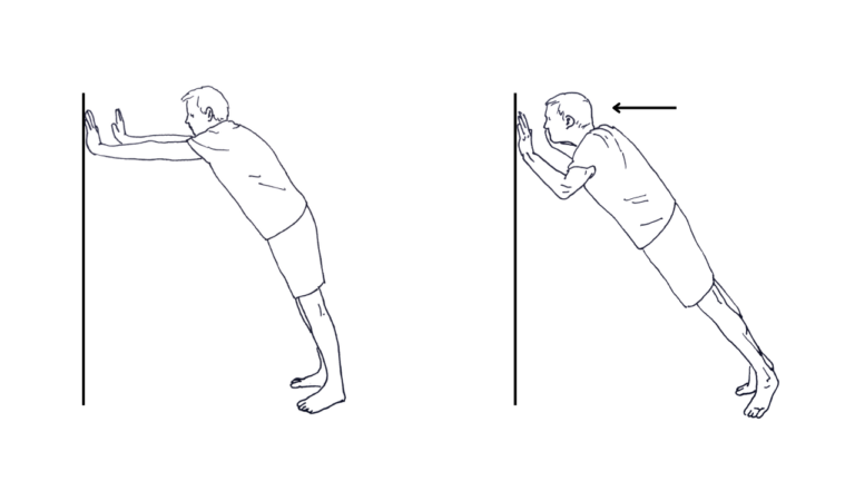Person training wall Push up at home.