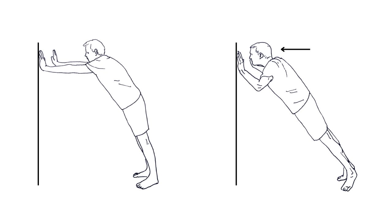 Person training wall Push up at home.