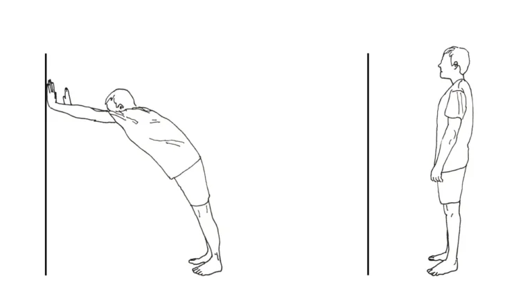 Man training wall lean shoulder hold.