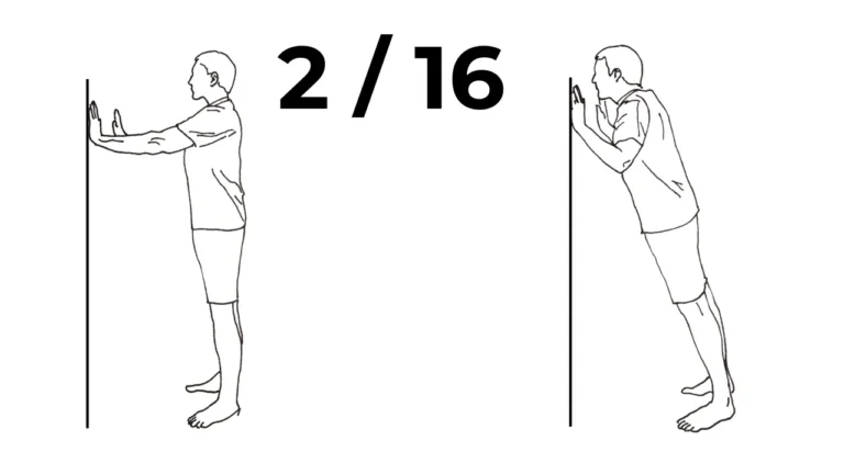 Beginner calisthenics wall push up level 2 showing upright start and leaning push position