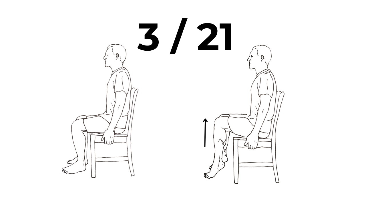 Seated calf raise full range with hold Level 3 of 21 calf progression for beginner calisthenics